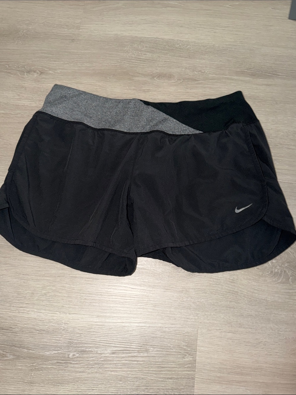 Nike Women's Black Athletic running  Shorts with Gray Waistband Accent